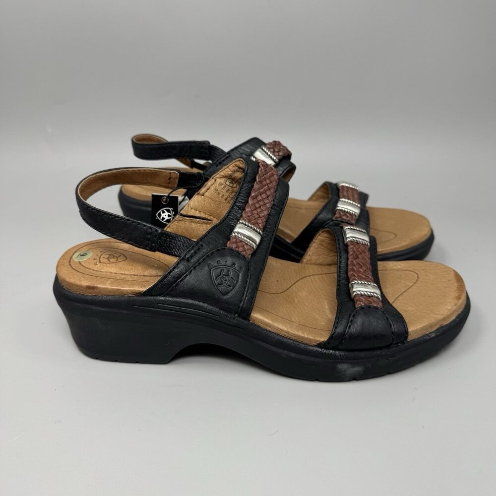 Ariat Stinson Women's Brown Leather Sz 9B Slip-On Open Toe Slide Sandals 93470